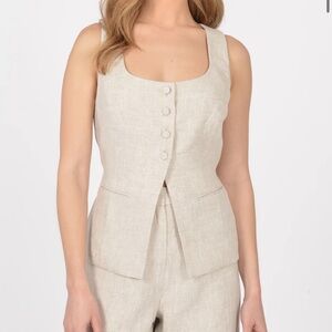 Kookai linen TOP VEST PALOMA WHEAT